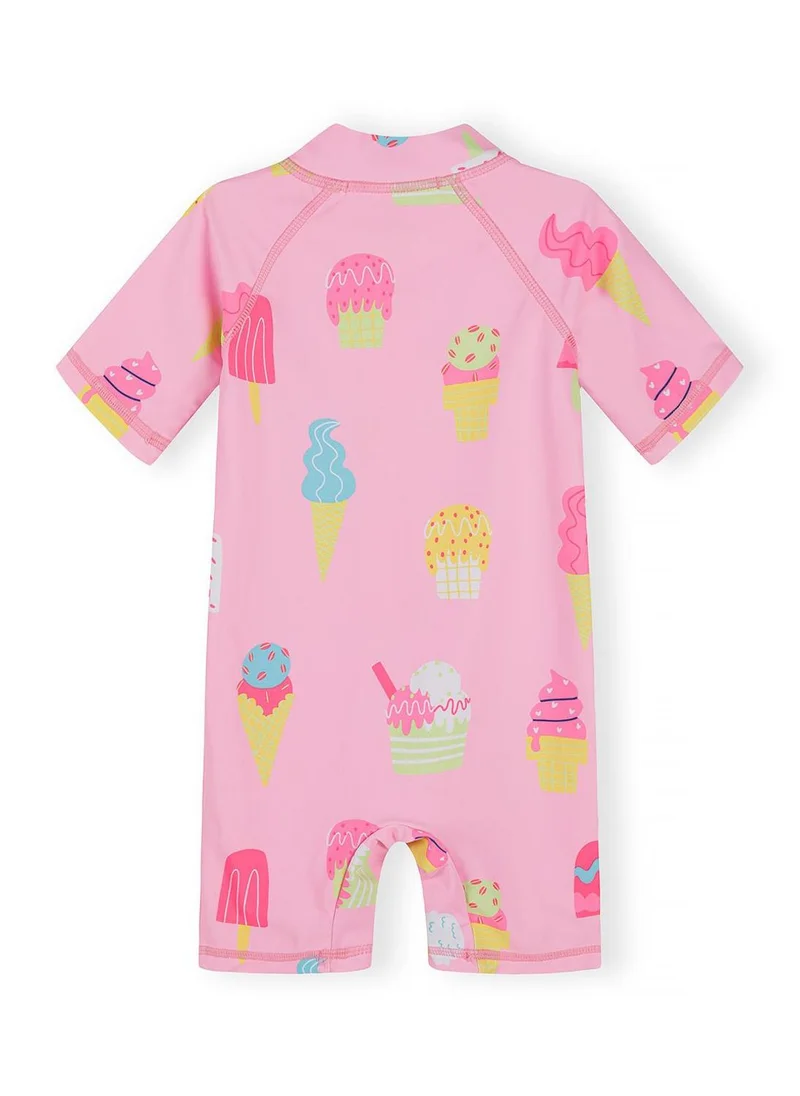 مينوتي Girls rashguard swimsuit pink ice cream print